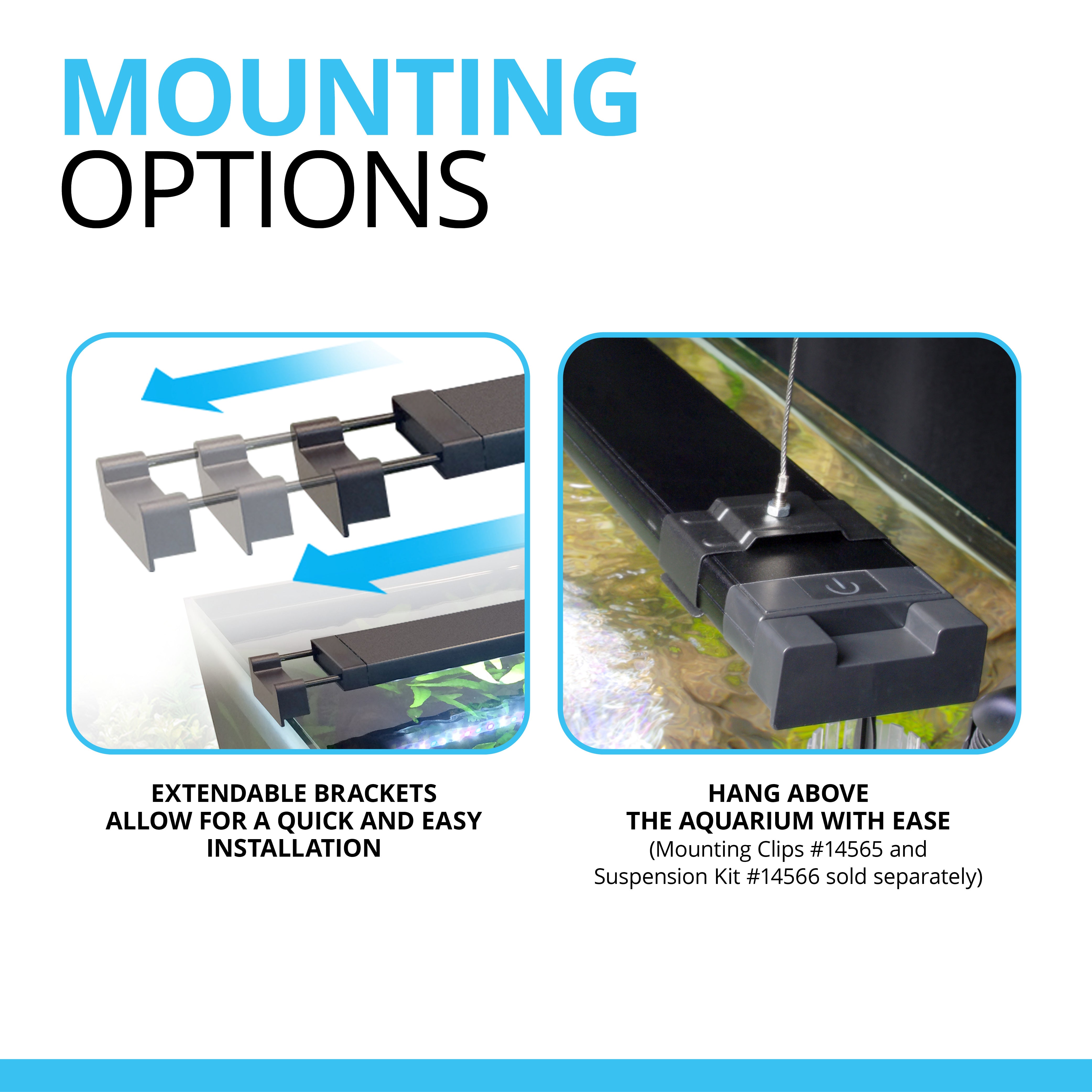 Fluval Plant 3.0 LED 22W Bluetooth (38cm-61cm) Mounting Options
