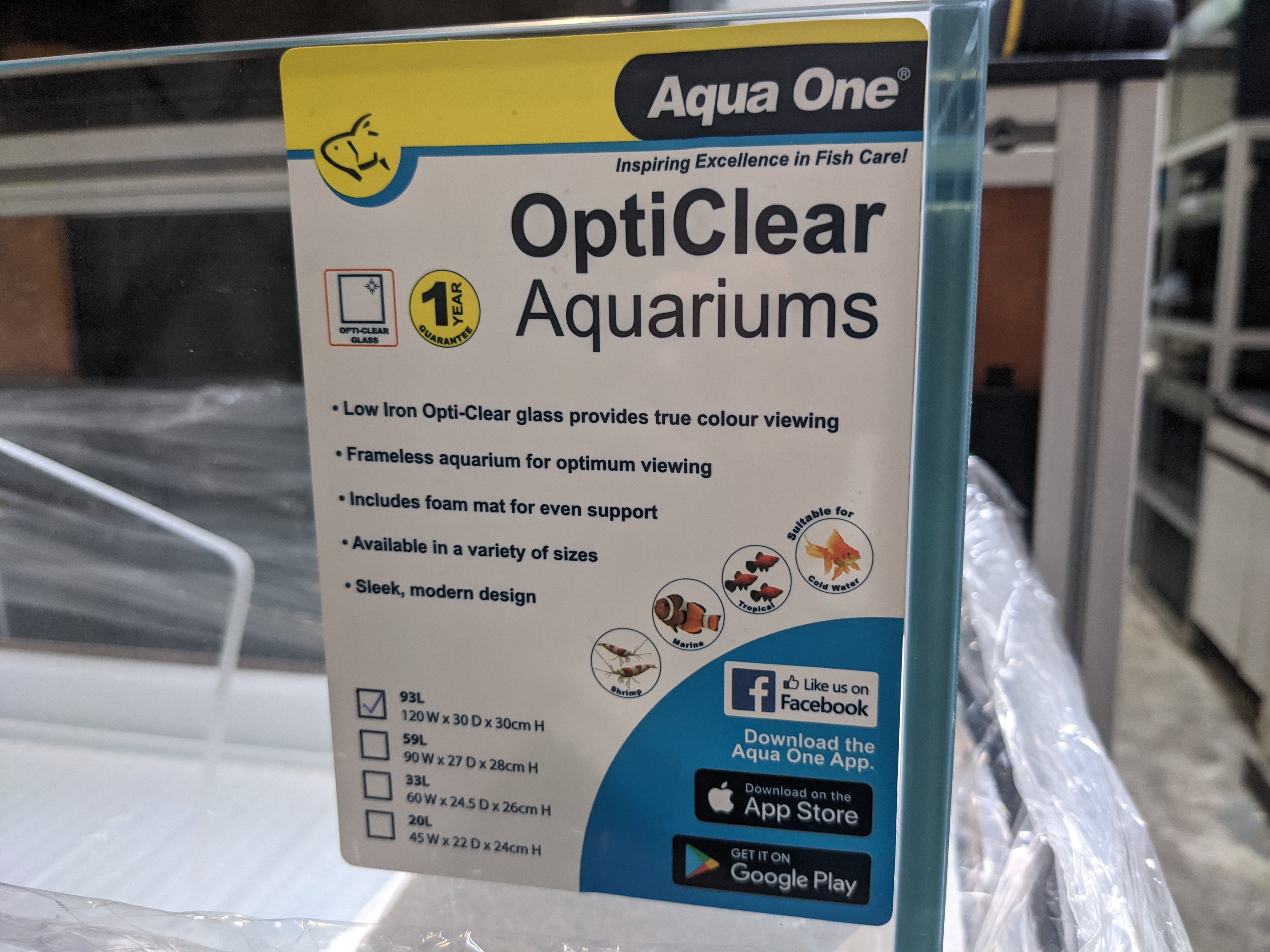 Aqua One Opti Clear 120cm Long Tank - Dimensions