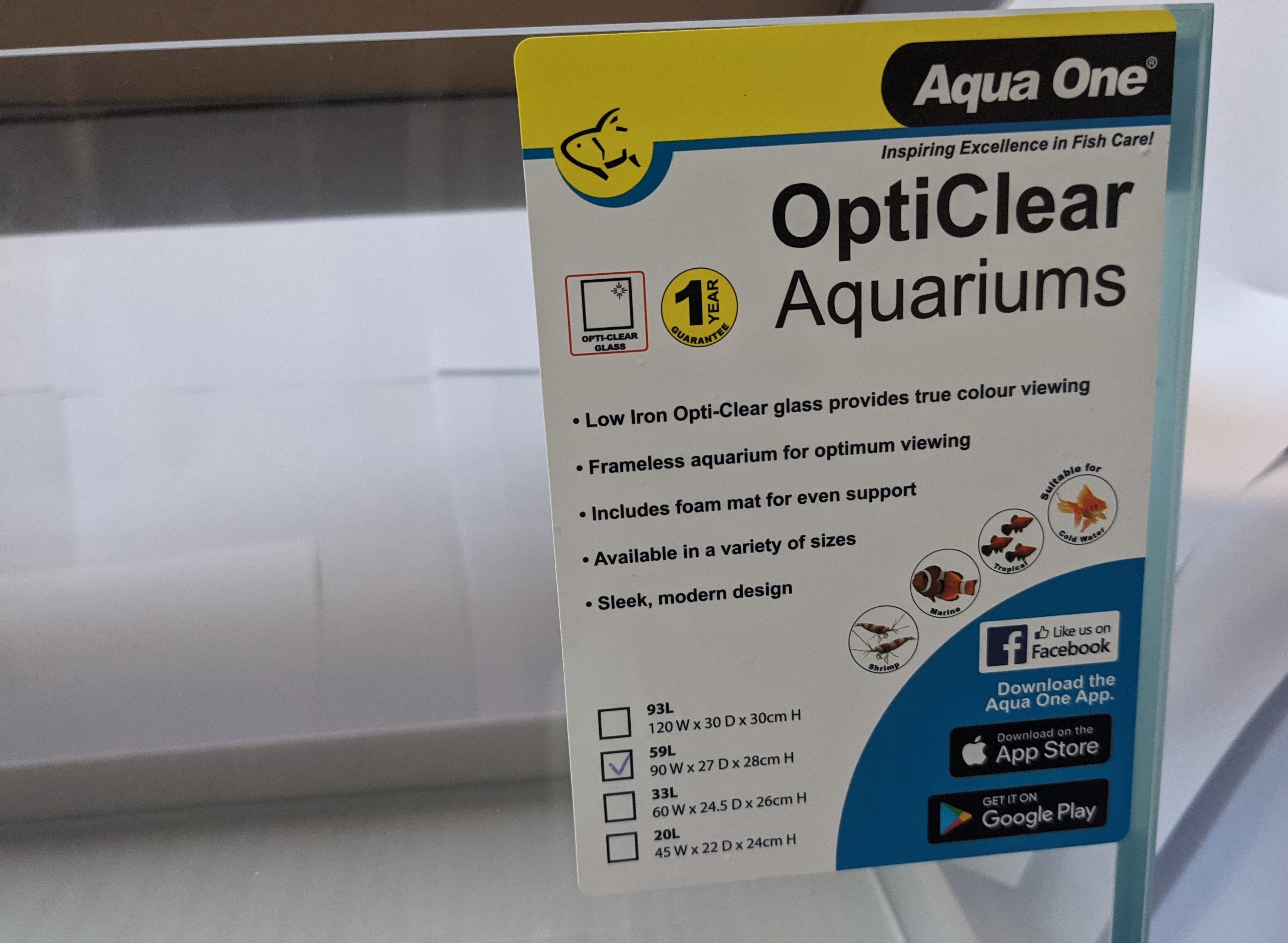 Aqua One Opti Clear 90cm Tank Dimensions